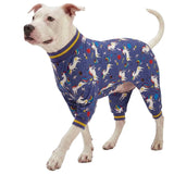 LovinPet Large Breed Dog Onesie Clothes, Slim Fit/Stretchy Knit, Unicorn Rocket Grey Print, Pet Anxiety Relief, Wound Care/Post Surgery Large Dog Shirt, UV Protection, Stop Shedding for Dogs, M