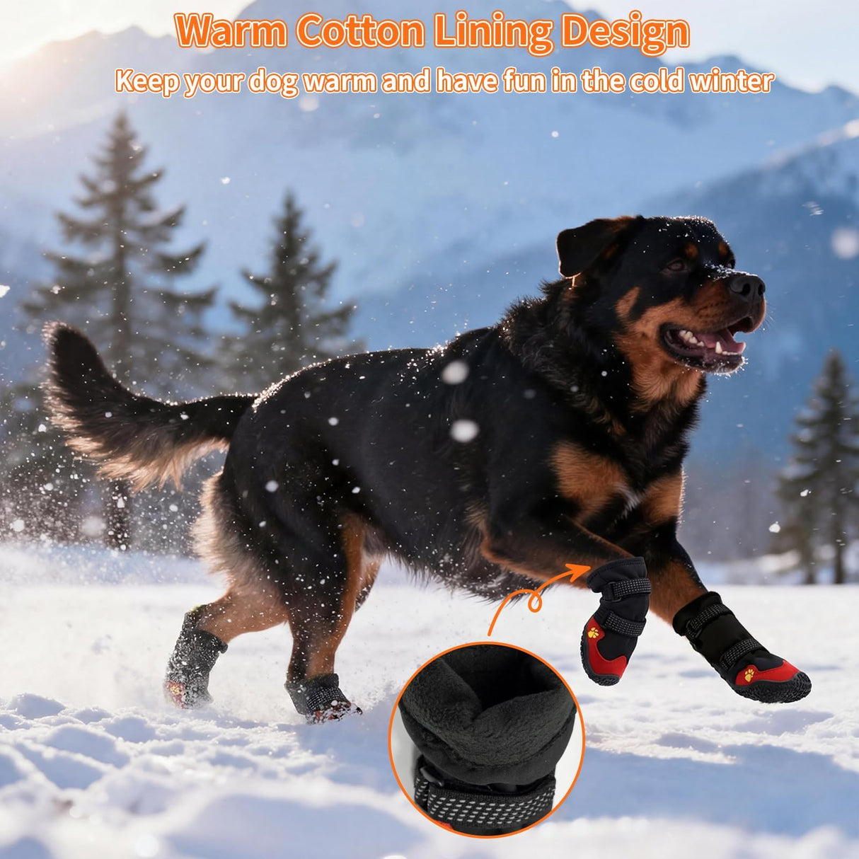 UIQELYS Dog Boots for Snow & Hiking, Waterproof High Top Protectors with Adjustable Reflective Straps, Anti-Slip Paw Protection Shoes for Mud and Hot Pavement-Ideal for Small to Large Dogs(Black, 7)