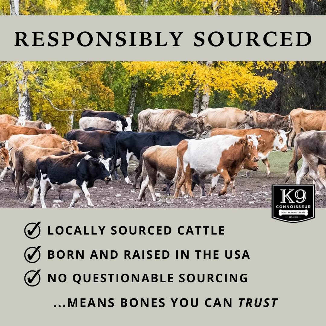 K9 Connoisseur Beef Marrow Large Dog Bones Long Lasting for Aggressive Chewers - USA Made Single Ingredient Champ Bones for Large Dogs Over 50 Pounds - 3 Pack