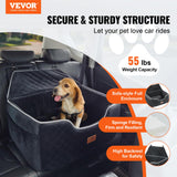 VEVOR Dog Car Seat, Waterproof Dog Booster Seat for Car with Side Handles and a Storage Pocket, Clip-On Safety Leash and PP Cotton Filling, Vehicle Bed for Small Dogs up to 25lbs, Gray