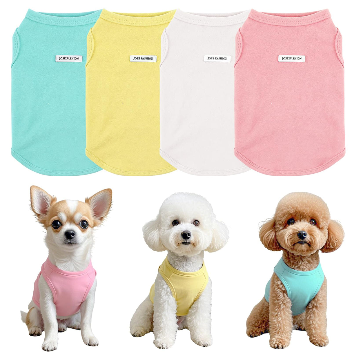 4Pcs Dog Shirt Dog Summer Clothes Sleeveless Doggy T-Shirt Colorful Puppy Tank Tops Breathable Vest Tshirts for Small Medium Dogs Cat Clothing (4pcs(Yellow+White+Blue+Pink), M(5.5-8.8lb))