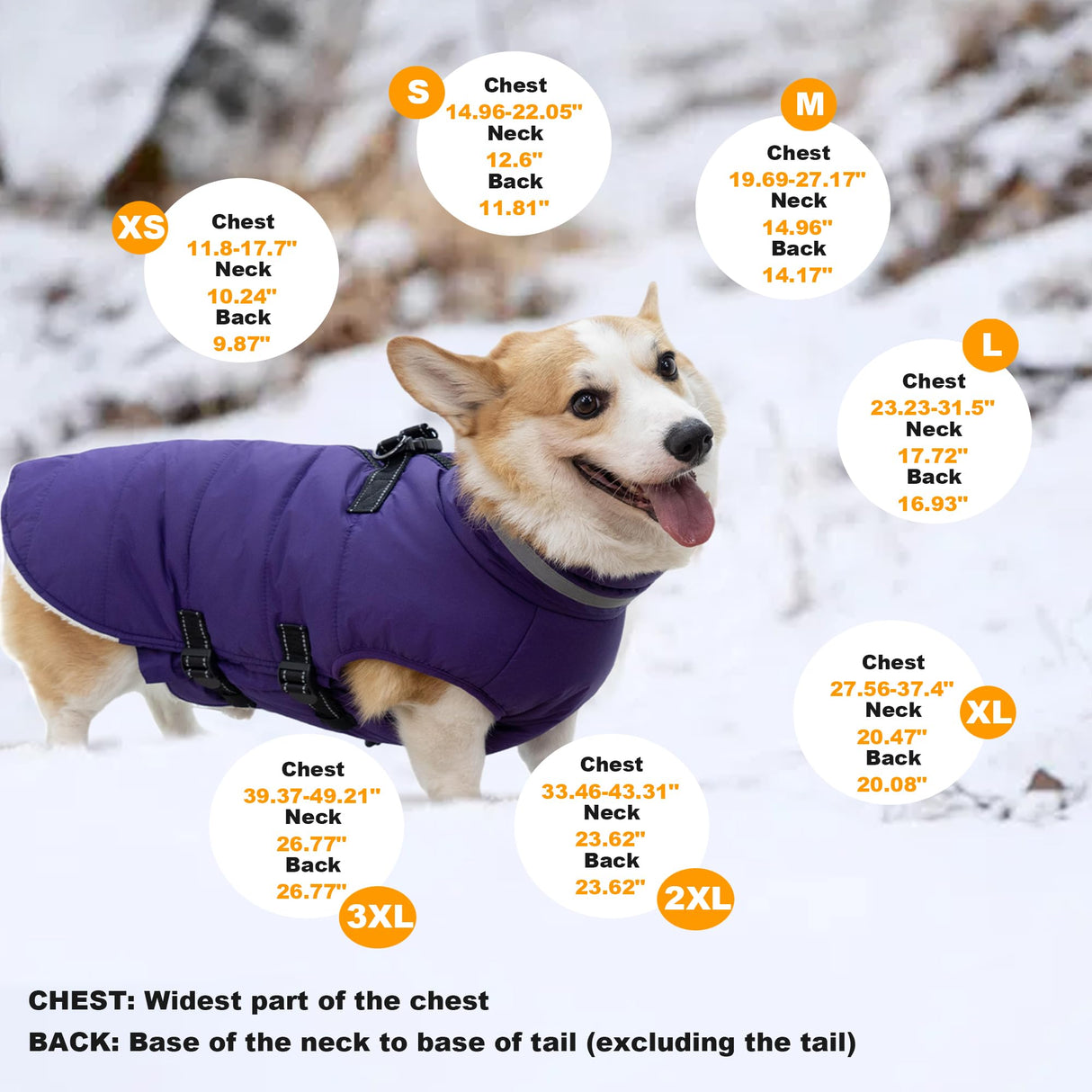 Mklhgty Small Dog Coat with Harness Built-in, Waterproof Reflective Fleece Lined - Warm Windproof Winter Jacket with Back Zipper, Cold Weather Snow Dog Coats - Purple - S