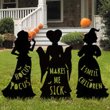 Hocus Pocus Halloween Decorations Outdoor: 3 Extra Large Black Hocus Pocus Witches, Halloween Silhouette Yard Signs with Stakes, Thick Corrugated Plastic, Outside Yard Lawn Decor for Kids Home Party