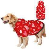 Valentine's Day Dog Costume Hoodie for Medium Large Dogs, Funny Heart Dog Outfit with Hood & Leash Hole, Warm SoftHoliday Valentine Sweatshirt Clothes for Dogs-M