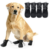 AuraPaw Dog Boots & Paw Protectors for Medium Dogs, Waterproof & Anti-Slip, Reflective Dog Shoes for Rain, Snow & Ice, Summer Hot Pavement and Rugged Terrain, 4Pcs Winter Dog Boots, Size M, Black