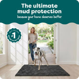 Furhaven 60" x 48" Highly Absorbent Dog Door Mat for Muddy Paws, 100% Washable, Perfect for Entryway, Kitchen, & Bathroom Use - Chenille Shammy Rug - Charcoal (Gray), Jumbo Plus/XXXL