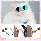 Weewooday 8 Pcs Pet Dog Cat Costume Cat Tie Collar Glasses for Small Dogs Round Metal Classic Retro Sunglasses Tie Pet Costume Tuxedo Necktie Collar Puppy Accessories Halloween Cosplay Party