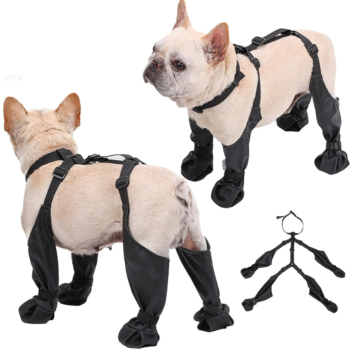 CAPT.SNOOZE Dog Boots Waterproof for Winter - Anti-Slip Paw Shoes for Snow & Rain | Non-Slip Reflective Pet Boots with Adjustable Straps, Small/Medium Dogs