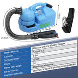 7L (1.85 Gallon) Electric ULV Fogger Machine Portable Ultra-Low Atomizer Sprayer Ultra Low Volume Fogger for Indoor and Outdoor Use
