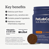 PetLab Co. Itch Relief Chews - Support for Dry, Occasionally Itchy Skin & Coats - Formulated with Turmeric, Omega 3 & 6, Honey - Packaging May Vary