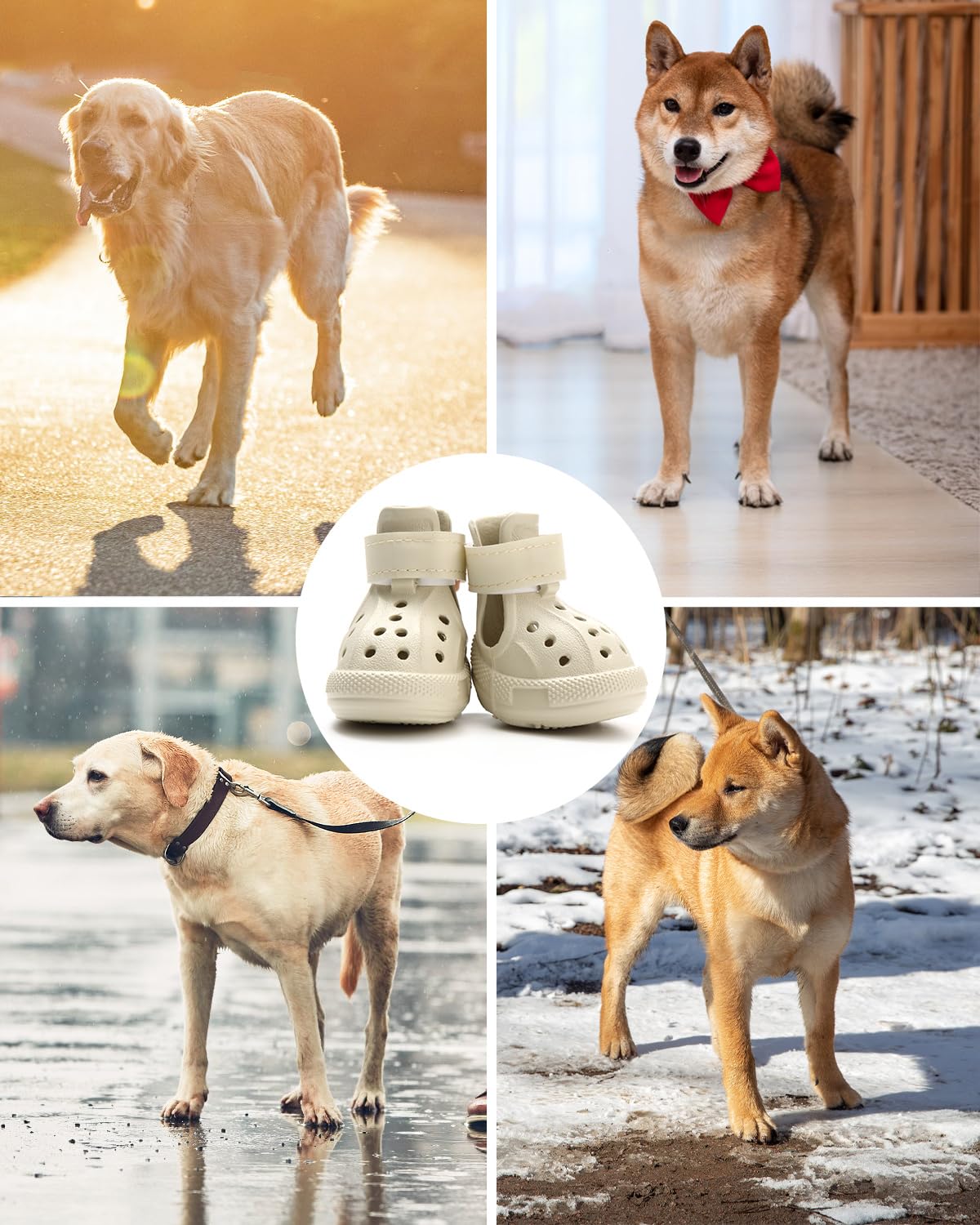 FDIDY Dog Boots for Hot Pavement & Snow – Waterproof Non-Slip Dog Shoes with Reflective Straps, Adjustable Easy-On Pet Booties for Small Medium Large Dogs, Outdoor Paw Protection, 4Pcs