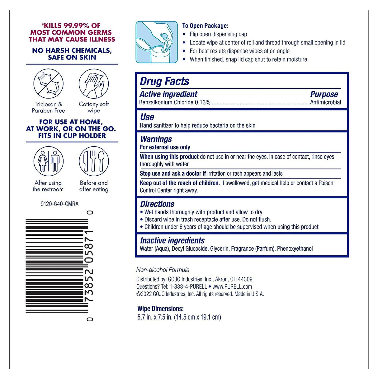 Purell Hand Sanitizing Wipes, Clean Refreshing Scent, 40 Count Hand Wipes Canister (Pack of 6) - 9120-06-CMR