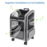 VERSMELO Extra Large Pet Carrier Backpack with Wheels Cats Under 30 Lbs, for Dogs Puppies Rabbits Other Animals Under 25 Lbs, Great for Travel/Hiking/Outdoor Use