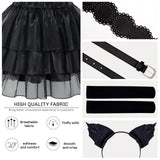 MGparty Black Dress for Girls Halloween Costume Cosplay Party Dress with Headband Belt Socks Accessories for Kids 4-14 Years