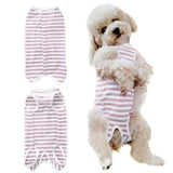 Paipeper Dog's Recovery Suit Post Surgery Shirt for Puppy, Small Dog Surgical Recovery Suit for Female Male Dogs, Dog Onesie Protect Surgical Wound(Purple White Stripe-m)