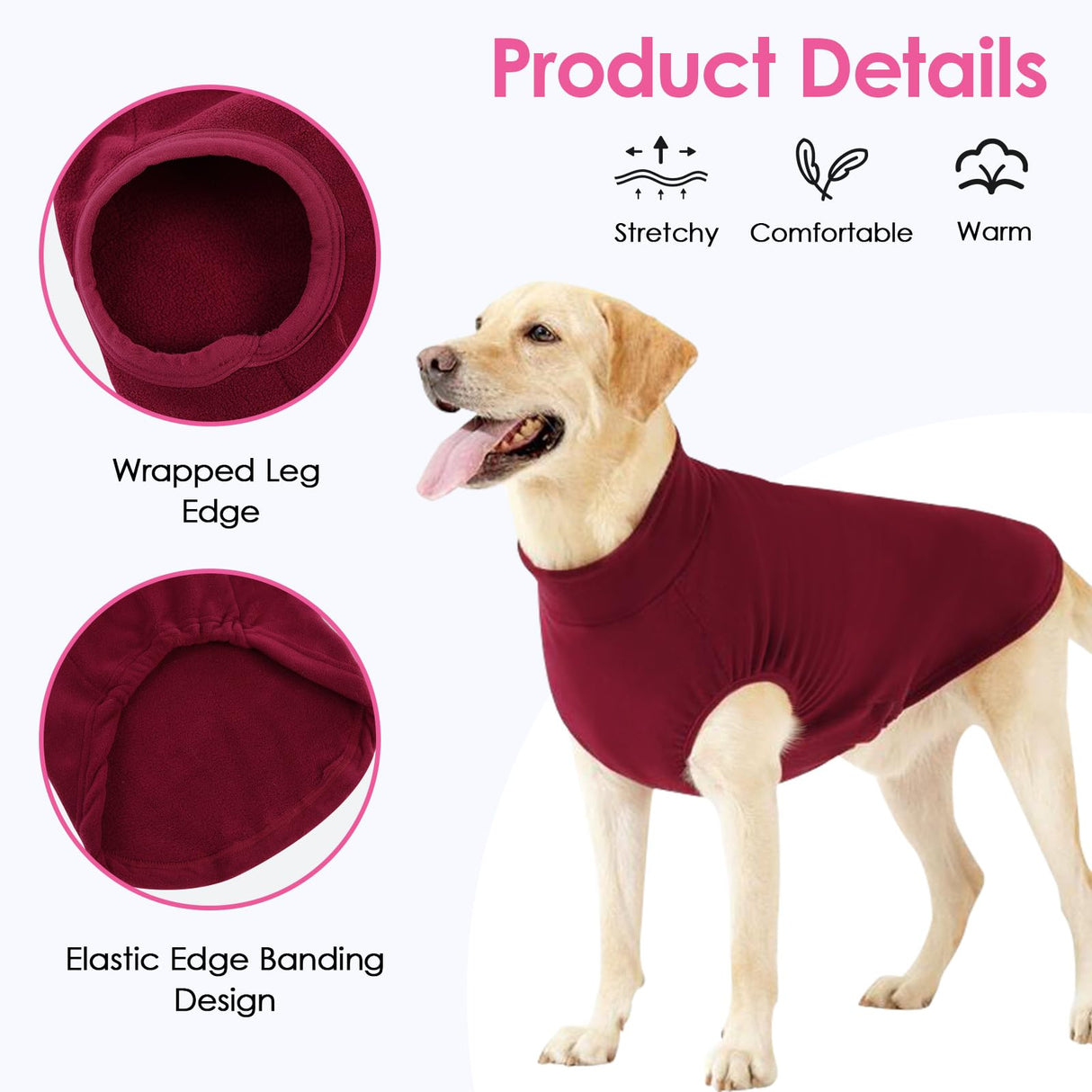 AOFITEE Fleece Dog Sweater, Warm Dog Fleece Vest, Thermal Oli Pullover for Small Dogs, Soft Sweatshirt for Fall Winter, Cozy Sleeveless Dogs Vest Boy Girl for Indoor Outdoor Red XS