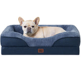 EHEYCIGA Orthopedic Dog Bed for Medium Dog, 30x20x6.5 Inch Memory Foam Dog Couch Bed with Sides, Waterproof Liner & Washable Removable Cover, Bolster Pet Sofa, Navy