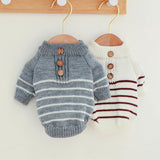 Dog Sweater Dog Pullover Shirt Pet Autumn Winter Warm Clothes Dog Overalls Cat Clothes Apparel Puppy Striped Sweater Coat Puppy Pajamas Outfits Dog Sweatshirt Holiday Costumes Grey M