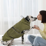 Peferhouse Warm Winter Coat for Large Dogs, Cold Weather Windproof Reflective Jacket With Harness Hole, Thick Vest ArmyGreen L