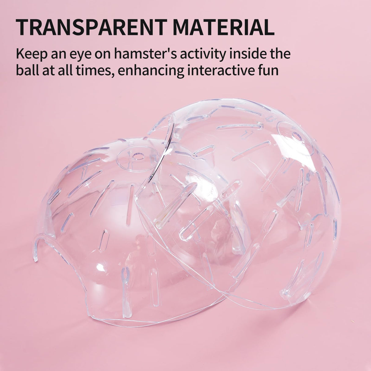 7.9 Inch Hamster Ball, Running Ball Toy, Transparent, Breathable, Promote Exercise Health, Reduce Stress, Easy to Clean, Hamster Accessory, for Syrian Dwarf Hamster, Gerbils, Mice, Small Pets, Pink