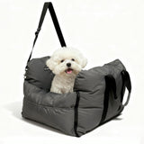 4-in-1 Dog Car Seat, Convertible Pet Booster Seat for Small Medium Dogs Up to 25lbs, Portable Travel Bed Sofa Pad with Safety Strap & Foldable Storage for Car Home Use