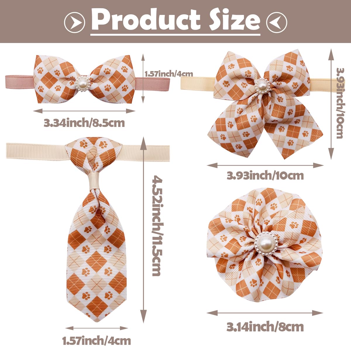 PET SHOW 100pcs Small Dog Bows Ties and Neckties Collar Bows Flowers Set 25 Paw Bone Patterns for Puppies Cat Dogs Grooming Accessories Birthday Party Costume for Groomer Pet Shop