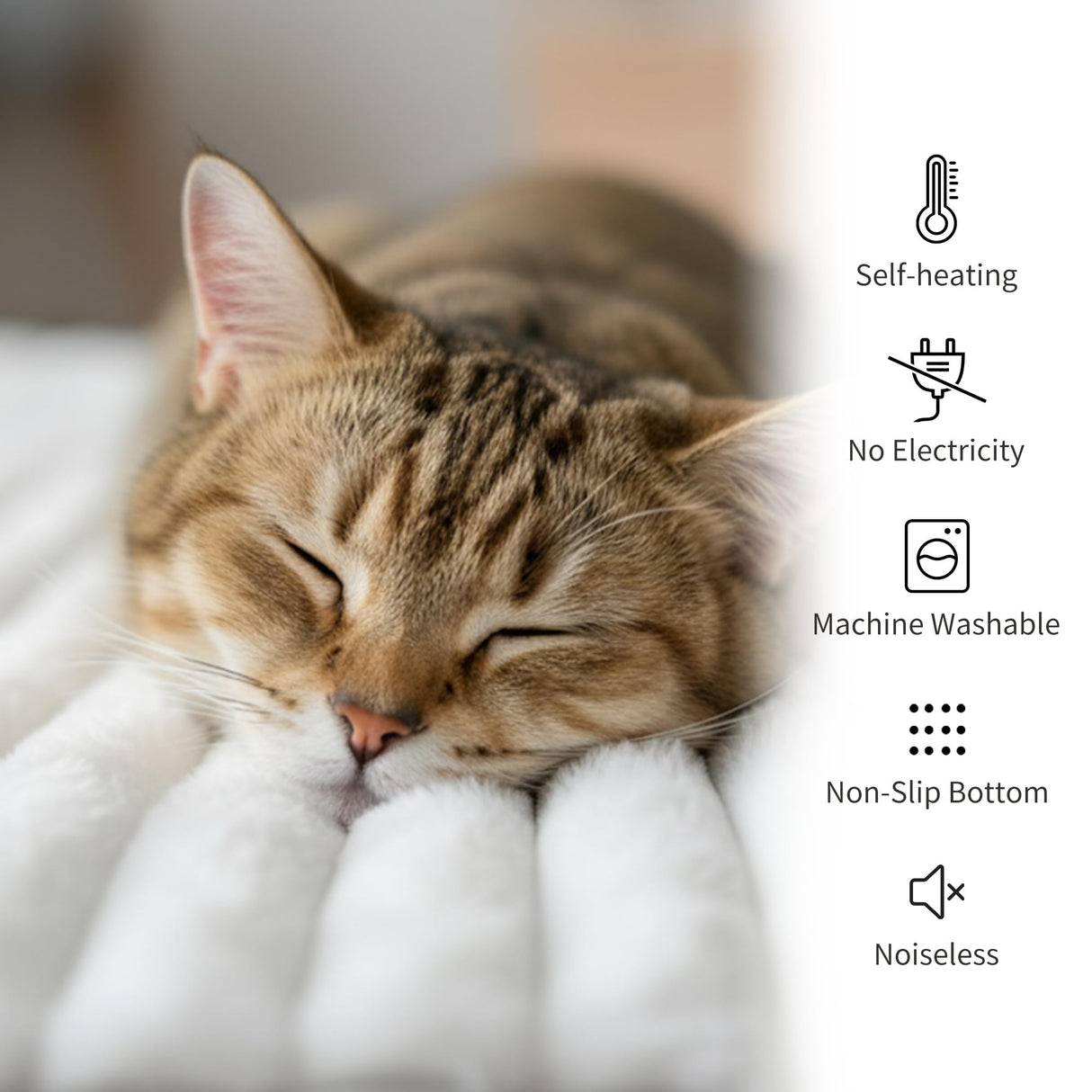 NWK Pack of 4 Fluffy Self Warming Cat Mat, Cat Blanket, Thermal Dog Mat, Washable, Non-Slip Bottom for Sofa & Crate & Kennel & Car Seat (Creamy White, Large (34'' X 22'' X 0.7''))