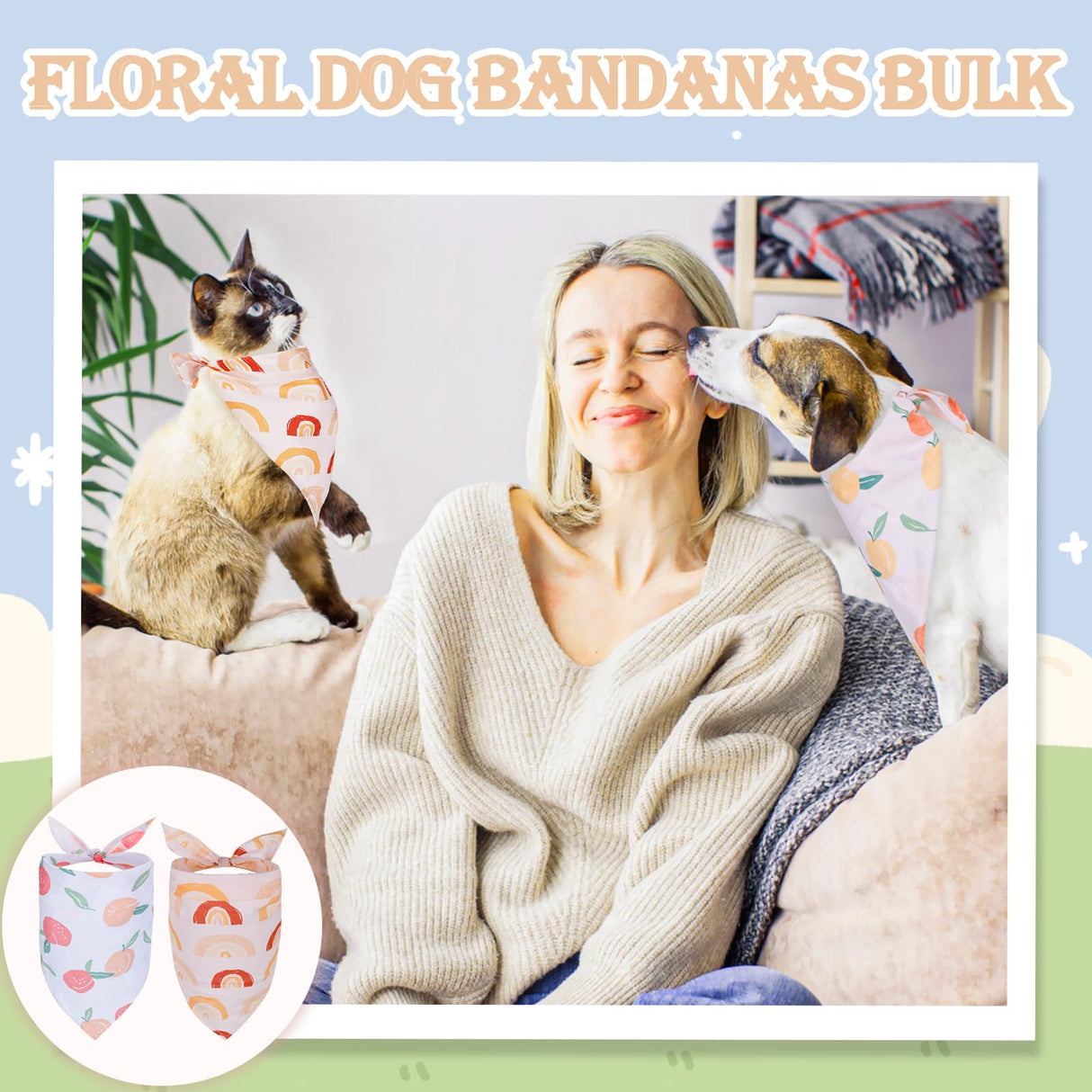 50 Pack Dog Bandanas Bulk Summer Spring Flower Dog Bandanas Pet Costume Dog Outfit Holiday Washable Scarf Pets Triangle Head Scarfs Bandanas Puppy Floral Dog Bibs for Girl and Boy