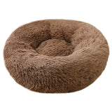 BODISEINT Faux Fur Dog Bed Cat Bed,Shag Round Anti-Anxiety Pet Calming Bed Doughnut Cuddler for Medium Large Puppy Dog Cat Kennel Cushion Self Warming Bed (28'' D x 8'' H, Coffee)
