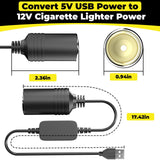 USB to Cigarette Lighter Adapter, 10W USB Male to 12V Cigarette Lighter Socket Cable, for Dash Cam, Radar Detector, Car Fan, Electronic GPS, Led Light