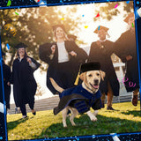 Huhumy 3 Pcs Dog Cat Graduation Doctoral Costume Set, 2026 Pet Graduation Cap and Deluxe Doctoral Gown with Hood Side Tam Puppy Kitty Dogs Cats Grad Holiday Party Costume Accessory(Black Blue,M)