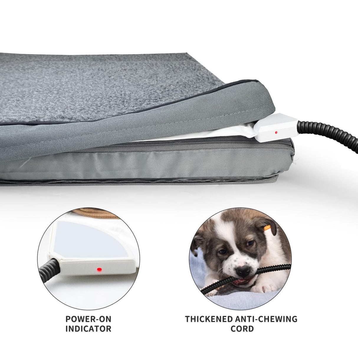 AUPETEK Heated Pet Beds for Indoor/Outdoor Cat & Dog Orthopedic Foam Warming Cat Beds Auto Temperature Control, Washable Cover with Waterproof Liner Thermo Kitty Electric Heating Bed