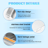 Stainless Steel Rabbit Litter Box w Hay Feeder and Litter Scoop, 19.7 x 13.8 x 7.9 Inch Large Litterboxes w Raised Grid, High Sided Kiter Box for Bunny, Guinea Pig, Ferret, Small Snimal, Hamster