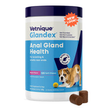 Load image into Gallery viewer, Vetnique Glandex Anal Gland Soft Chew Treats with Pumpkin for Dogs Digestive Enzymes, Probiotics Fiber Supplement for Dogs Boot The Scoot (Bacon Flavor Chews, 120 Count)
