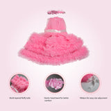 Puptail Medium & Large Dog Dress with Dog Bandana - Pink (Shih Tzu, Labrador, Golden Retriever, Pug & Cat Cloths)