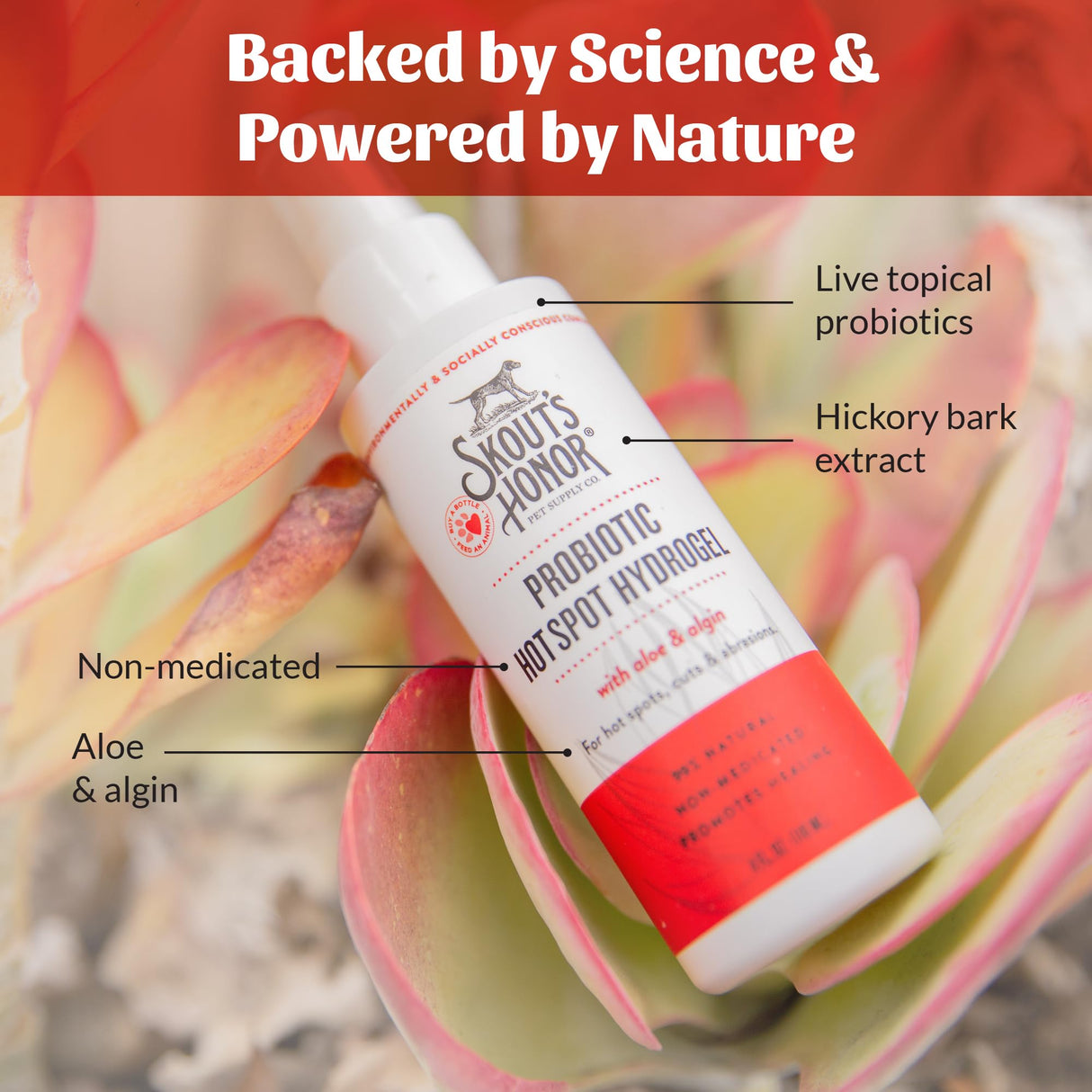 SKOUT'S HONOR Probiotic Hot Spot Hydrogel - Natural Hot Spot Treatment, Soothes and Heals Wounds, Burns, and Irritated Skin, Safe for All Skin Types, 4oz