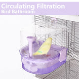 YOOSO WING Automatic Bird Baths for Cage – Indoor Parakeet Bath with Pump, Bird Shower with 2 Modes Running Water, Bird Cage Accessory for Pet Birds Conure Budgies Cockatiels Lovebird (Purple)