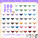 Locmeo 200 Pcs Dog Bandana Bulk Summer Plaid Grooming Pet Bandanas with Cute Sayings for Small to Large Dog Puppy Scarf Spring Holiday Costume Birthday Supplies for Small to Large Cats(Adorable Style)