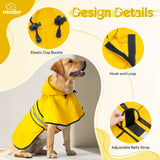 Weesiber Dog Raincoat, Adjustable Waterproof Dog Rain Jacket Poncho with Reflective Strip and Leash Hole, Lightweight Pet Rain Coat for Small to X-Large Dogs (XL, Yellow)