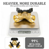 Hourleey Brass Garden Hose Splitter 2 Way, 3/4 Inch Hose Connector Tap Splitter, Hose Y Splitter, Hose Spigot Adapter 2 Valves with Extra Rubber Washers