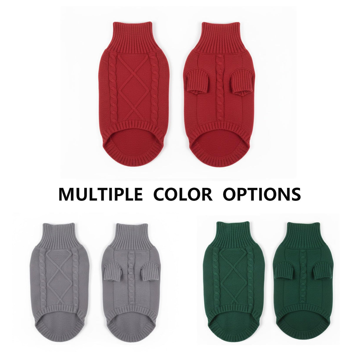 LUVMOJO Knit Dog Sweater, Warm Turtleneck Pullover Winter Sweaters for Small, Medium & Large Dogs, Cute Knitted Pet Clothes for Puppy, Holiday Costume for Boy & Girl Bulldog, Pitbull Outfit,Green XXL