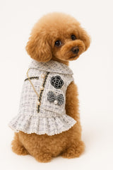 Designer Dog Dress for Small Dogs Puppy Teacup | Cute Stylish Pet Outfit – Luxury Puppy Clothes for French Bulldog, Chihuahua, Dachshund, Maltese, Yorkie, Cats – Fashion Apparel
