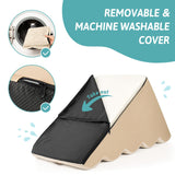 COZY KISS Dog Stairs for Small Dogs 19.7"H, 5-Step Sturdy Foam Dog Steps for Couch, Bed or Sofa, Curved Pet Stairs for Puppy and Older Cat, Doggie Ladder with Washable Cover, 15.7x33x19.7 inch, Beige