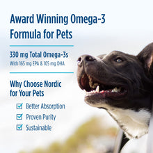 Load image into Gallery viewer, Nordic Naturals Omega-3 Pet, Unflavored - 90 Soft Gels - 320 mg Omega-3 Per Soft Gel - Fish Oil for Dogs with EPA &amp; DHA - Promotes Heart, Skin, Coat, &amp; Immune Health
