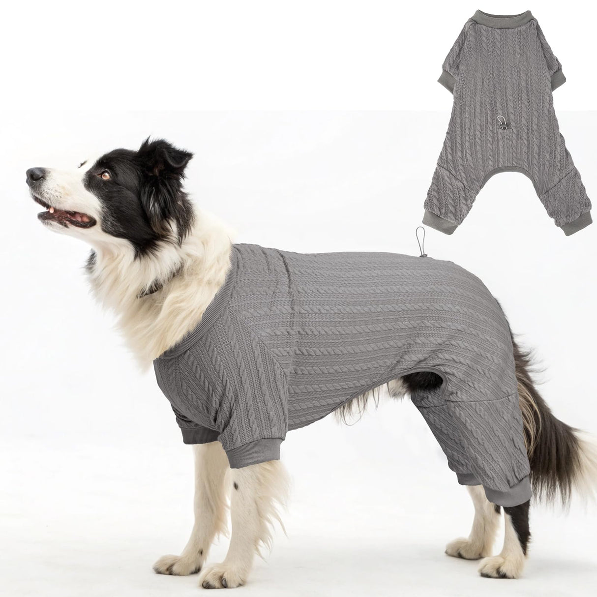 SCENEREAL Dog Sweaters Pajamas for Small Medium Large Dogs, Soft Four-Legged Apparel Dog Sweater Pjs, Warm Puppy Clothes Winter Coats, Onesie Jammies Outfits for Doggie Cats, Grey L