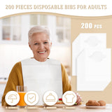 Hicarer Disposable Adult Bibs Waterproof Disposable Bibs with Crumb Catcher Plastic Bibs Single Use Dining Clothing Protectors (200 Pcs)