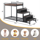 kepptory Pet Bunk Bed with Stairs and Storage, Dog Beds Attachment to Human Bed, Bedside Dogs Cot for Small, Medium Cats & Dogs, Pet Window Perch (Brown)