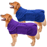 Geyecete 2 Pack Dog Drying Coat Dry Fast Dog Bag Dog Bathrobe Towel,Microfibre Fast Drying Super Absorbent Pet Dog Cat Bath Robe Towel Blue/Purple-XL