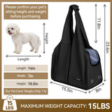 VeluXanipyr Dog Purse Carrier, Small Dog Cat Puppy Outdoor Portable Bag, Foldable Breathable 3‑Speed Zipper Access Pet Travel Bag with Large-Capacity Pockets, 15 lbs Capacity,Black