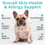 POPPAW Dog Skin & Allergy Chews - Dog Probiotics for Sensitive Skin Health Support - Allergy Relief - Support Seasonal Allergies, Immune & Gut & Digestive Health Supplement - Chicken Flavor - 90 Count